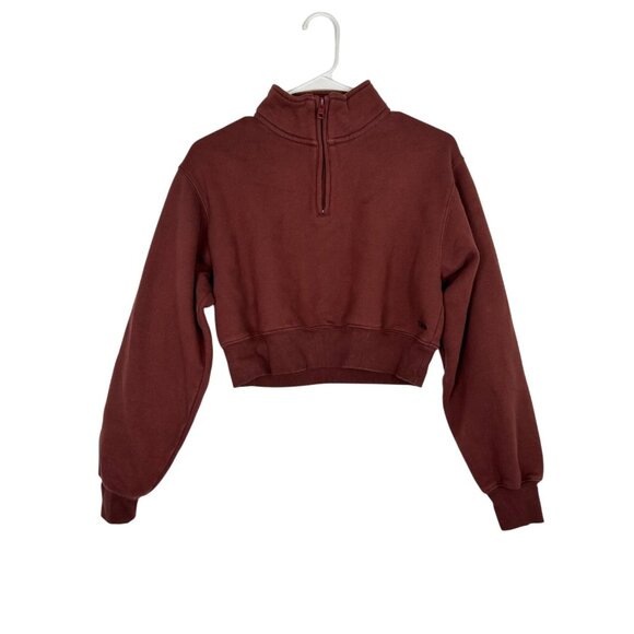 TNA Tops - TNA Aritzia Womens Sweatfleece Cozy Fleece Perfect Fit Half-Zip Burgundy XS